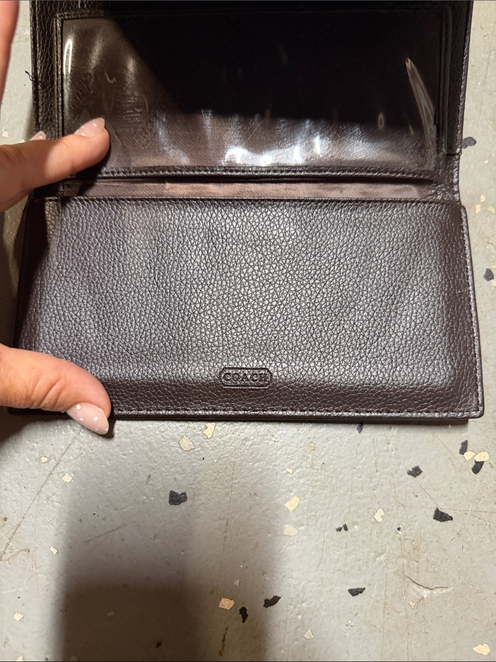 Coach Signature Canvas Tri-Fold Wallet in Tan and Brown - Picture 3 of 4
